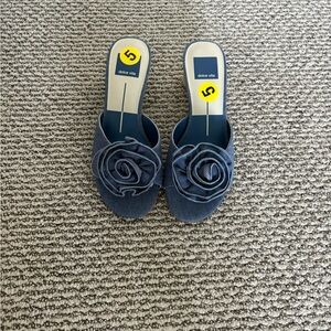 Dolce Vita Denim Blue Floral Appliqué Slide Mules